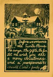 Harold West Christmas card, 1940 