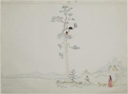 Untitled (Boy and porcupine in tree)