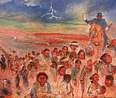 The Long Walk I, Painting by Shonto Begay,  with permission from the artist