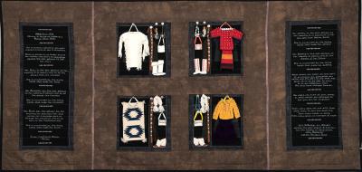 Image(s): Susan Hudson,  (Missing and Murdered Indigenous Women since 1492), 2017, Cotton, cotton batting, cotton thread, leather, beads, buttons, yarn, 37 x 78 inches. Photo: Courtesy NM Department of Cultural Affairs.