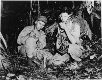 Code Talkers Corporal Henry Bahe, Jr. and Private First Class George H. Kirk.