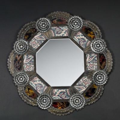 Tin mirror with Mesilla-style combed glass